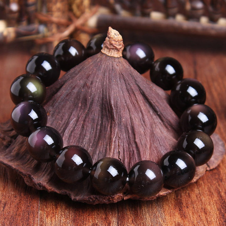 Buddha Stones Natural Rainbow Obsidian Positive Bracelet