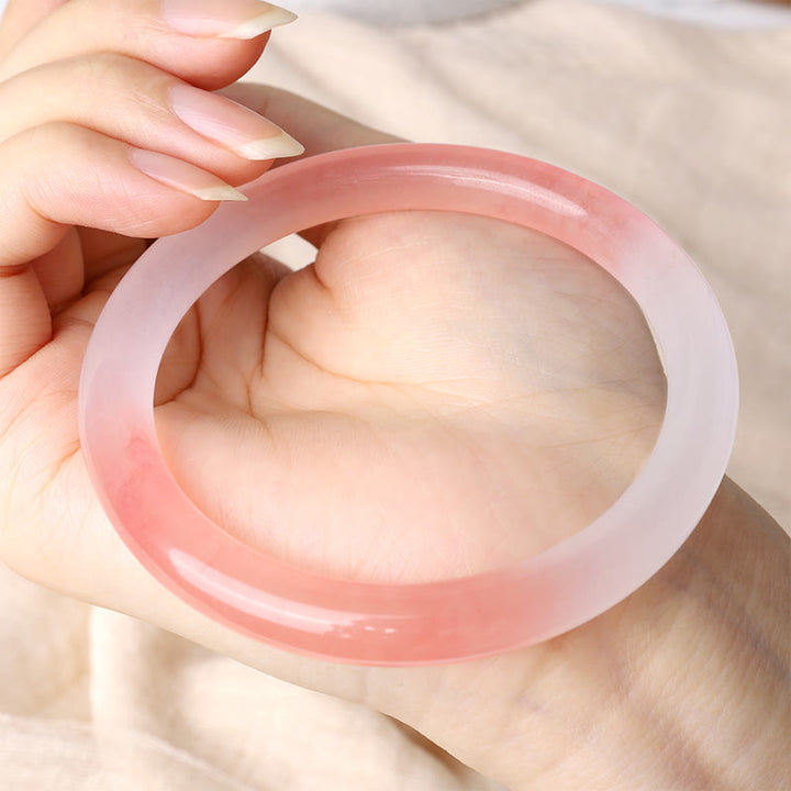 Buddha Stones Pink Golden Silk Jade Wealth Bracelet Bangle - image 4