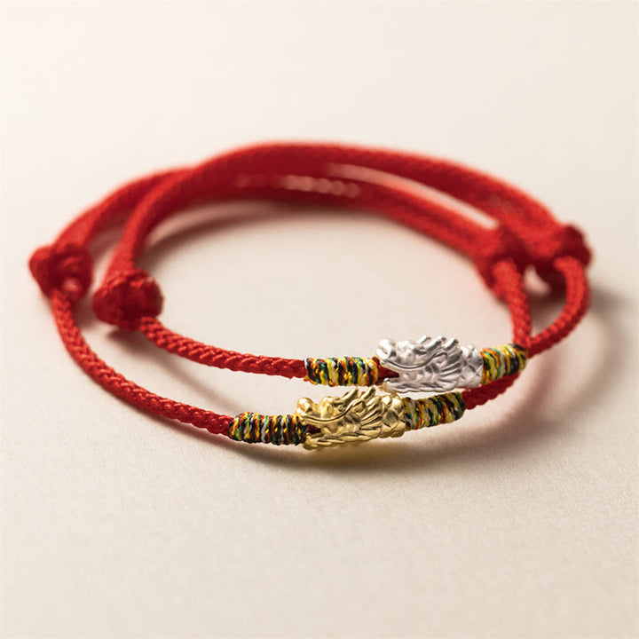 Buddha Stones 925 Sterling Silver Year of the Dragon Luck Strength Red Rope Bracelet - image 0