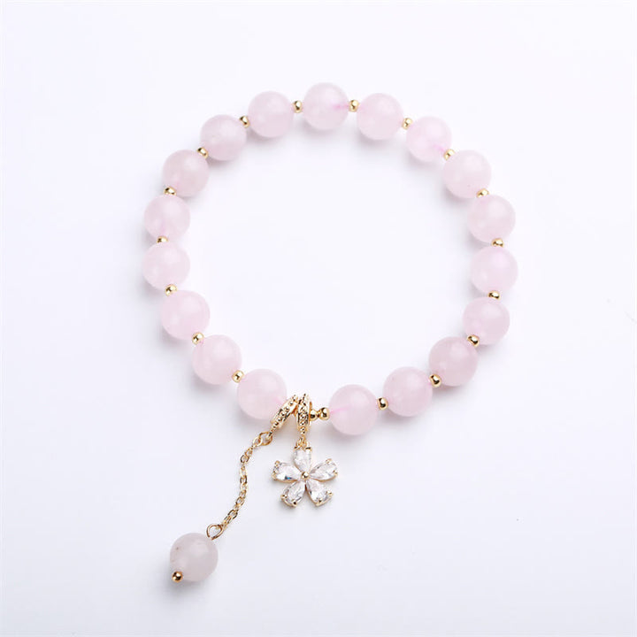 Natural Pink Crystal Plum Blossom Love Bracelet - image 6
