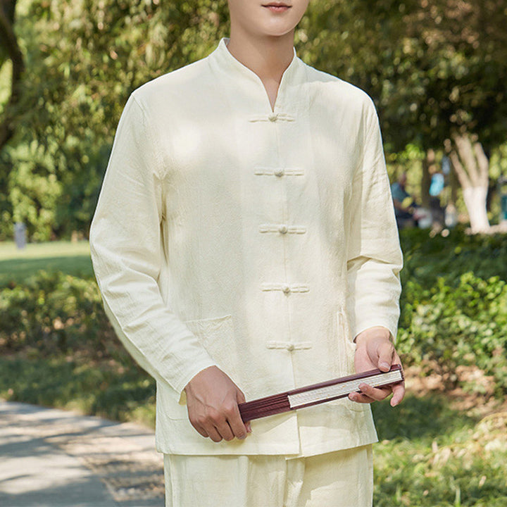 Buddha Stones Spiritual Zen Practice Yoga Meditation Prayer Clothing Men's Set - Beige - US/UK/AU48，EU58 (6XL) - image 7