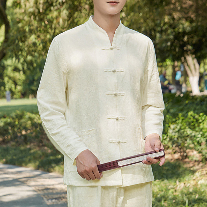 Buddha Stones Spiritual Zen Practice Yoga Meditation Prayer Clothing Men's Set - Beige - US/UK/AU48，EU58 (6XL) - image 7