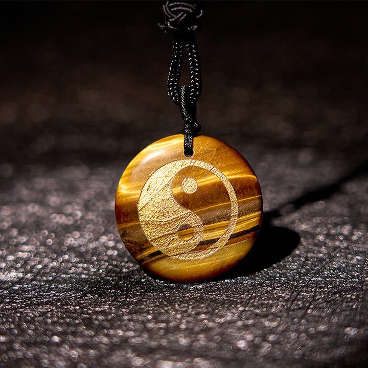 Buddha Stones Various Crystal Amethyst Tiger Eye Green Aventurine Yin Yang Spiritual Necklace Pendant