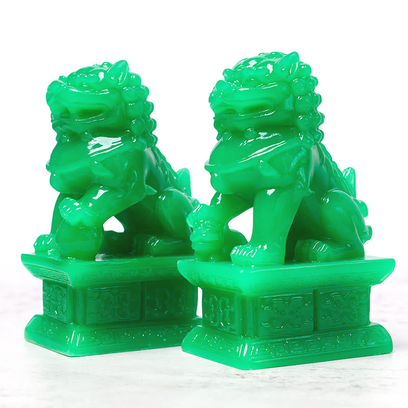 Wealth Prosperity Pair of Fu Foo Dogs Guardian Lion Statues Home Decoration - image 0