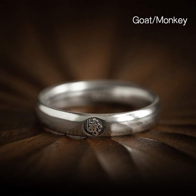 Buddha Stones 925 Sterling Silver Chinese Zodiac Natal Buddha Blessing Couple Ring - Goat/Monkey - Women - image 20