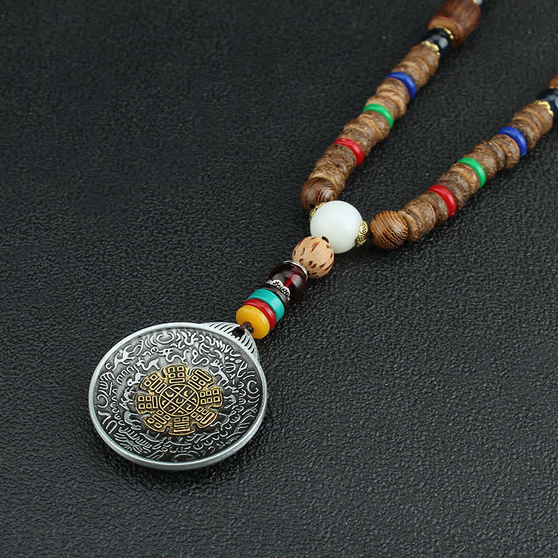 Buddha Stones Tibetan Om Mani Padme Hum Prayer Wheel Rotation Vajra Wood Necklace Pendant - image 23