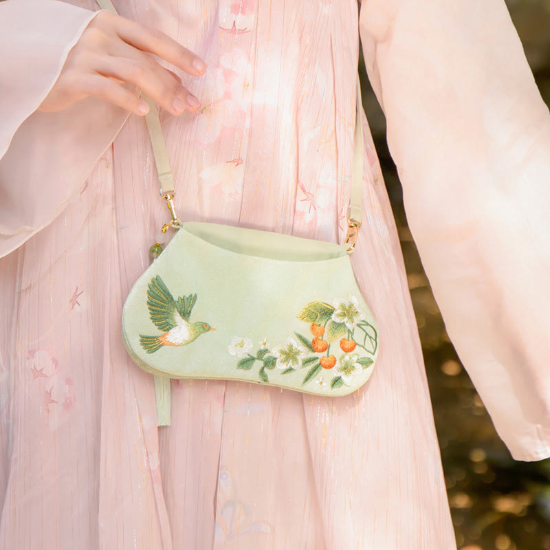 Buddha Stones Luck Embroidery Lotus Koi Fish Rabbit Flower Hanfu Bag Crossbody Bag Shoulder Bag - Koi Fish Flowers And Birds - image 30