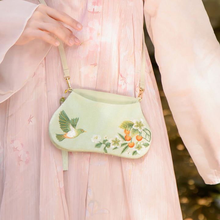 Buddha Stones Luck Embroidery Lotus Koi Fish Rabbit Flower Hanfu Bag Crossbody Bag Shoulder Bag - Koi Fish Flowers And Birds - image 30