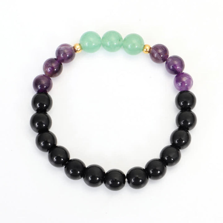 Buddha Stones 108 Mala Beads Amethyst Green Aventurine Lotus Meditation Bracelet - image 3