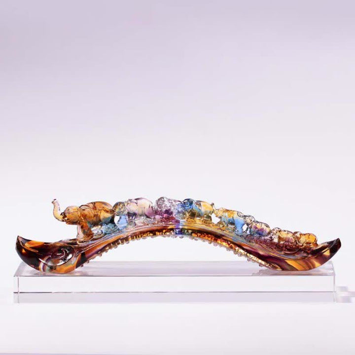 Handmade Liuli Crystal Ruyi Elephant Art Piece Home Decoration With Crystal Base - image 0