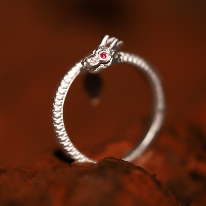 Buddha Stones 925 Sterling Silver Vintage Year of the Dragon Luck Protection Strength Adjustable Ring - 925 Sterling Silver-Silver(Adjustable) - image 10