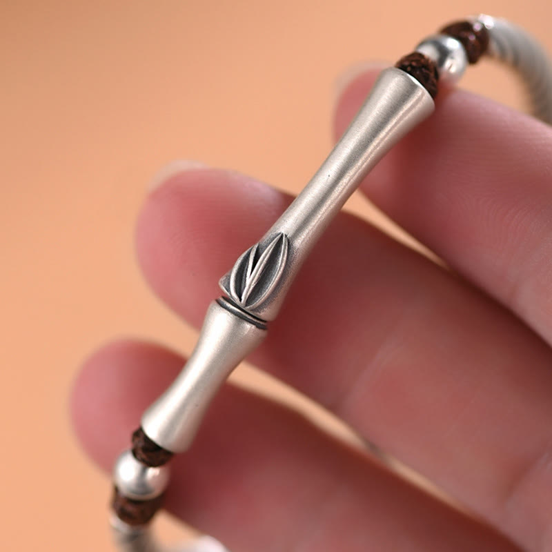 999 Sterling Silver Bamboo Pattern Cicada Luck Wealth Bracelet - image 9