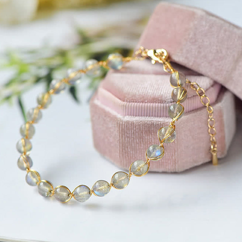 Buddha Stones Natural Moonstone 14K Gold Plated Healing Positive Bracelet - image 3