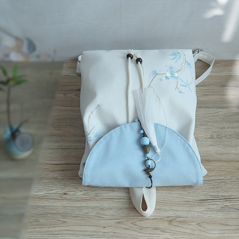 Buddha Stones Handmade Embroidered Large Capacity Canvas Backpack - image 43