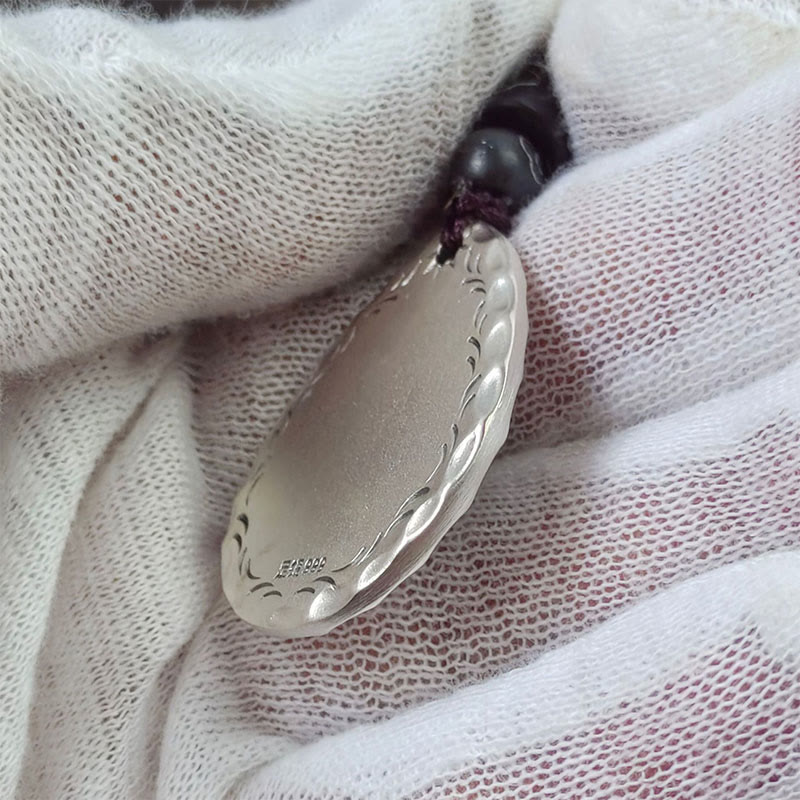 Buddha Stones Vintage 999 Sterling Silver Yin Yang Bagua Water Drop Design Balance Harmony Necklace Pendant - image 12