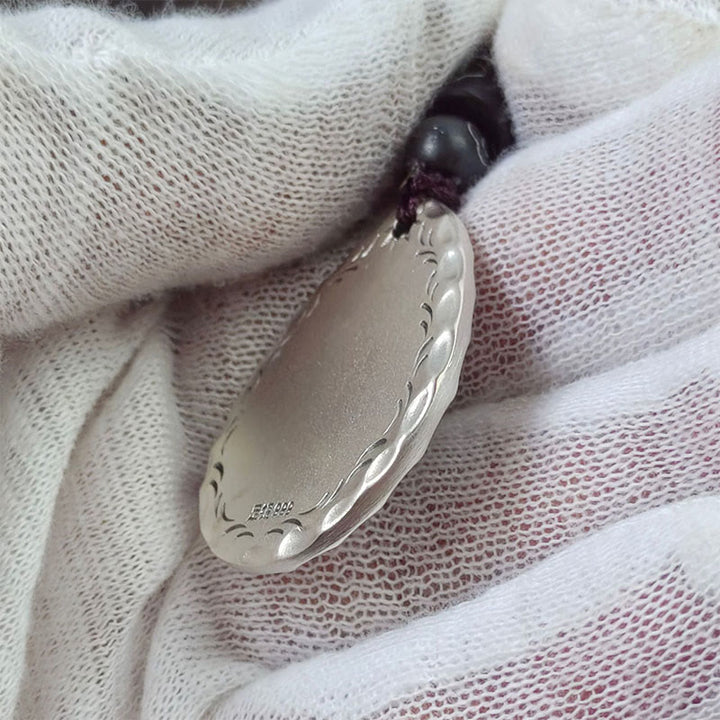 Buddha Stones Vintage 999 Sterling Silver Yin Yang Bagua Water Drop Design Balance Harmony Necklace Pendant - image 12