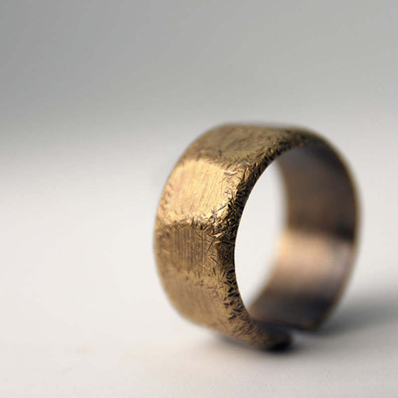 Tibetan Simple Design Copper Brass Frosted Wealth Ring - image 14