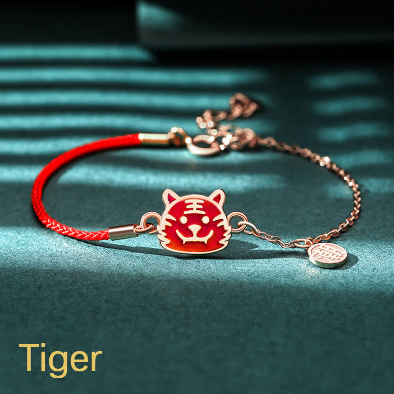 Buddha Stones 925 Sterling Silver Color-changing Chinese Zodiac Luck Protection Red String Chain Bracelet - Tiger(Wrist Circumference 14-15cm) - image 7