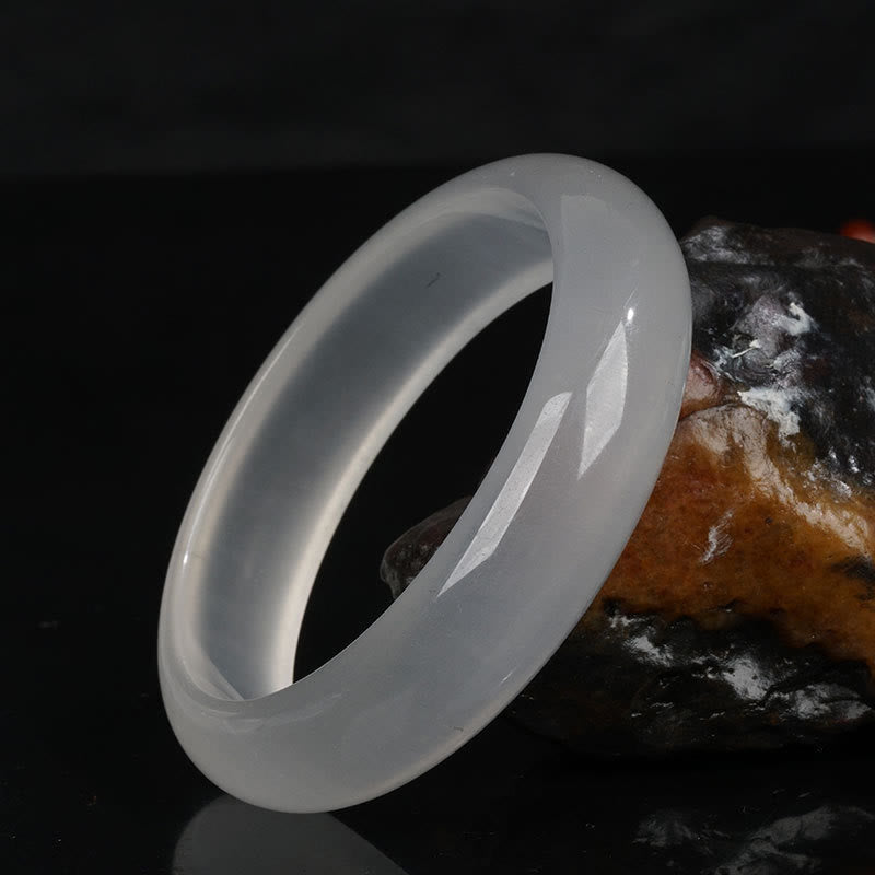 Buddha Stones Natural Translucent Golden Silk Jade Wealth Luck Bracelet Bangle - Translucent White - 62mm - image 2