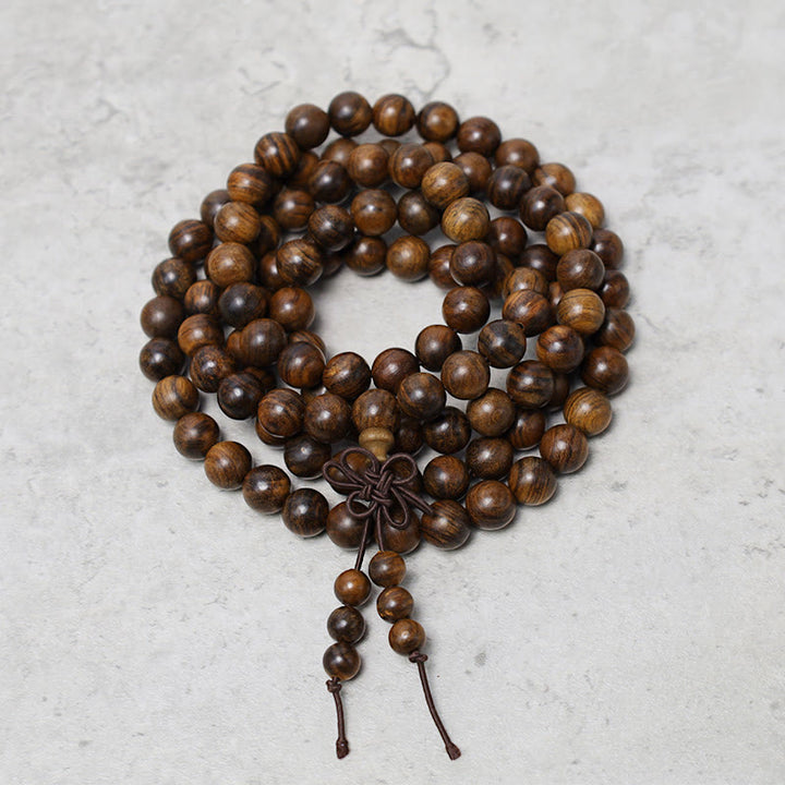 Buddha Stones 108 Mala Beads Bracelet Prayer Meditation Sandalwood Elastic - image 2
