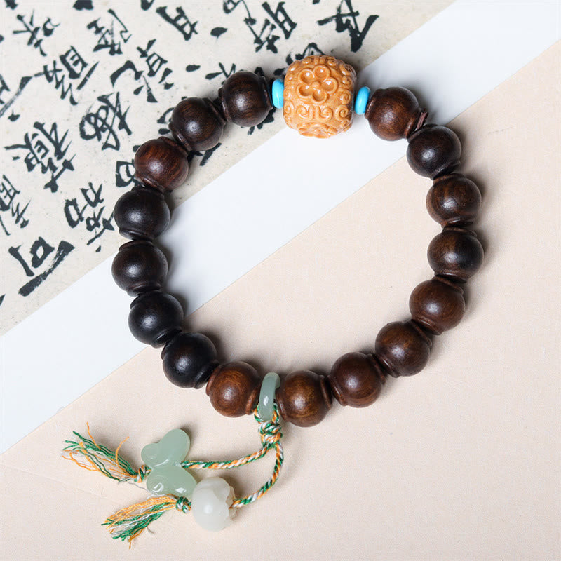 Buddha Stones Agarwood Lantern Beads Butterfly Lotus Charm Strength Bracelet