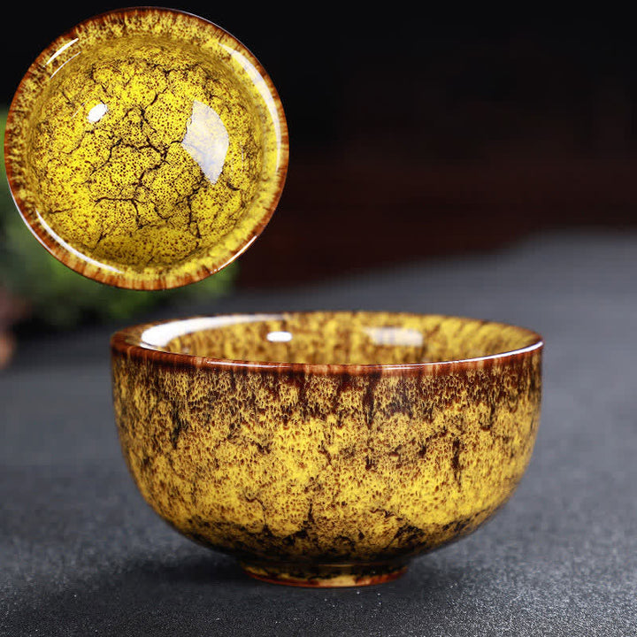 Buddha Stones Colorful Ceramic Teacup Home Office Tea Cups - Gold - image 81