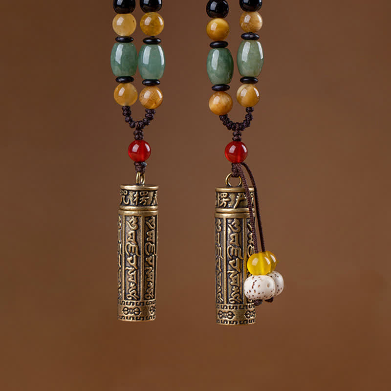 Buddhastoneshop Tibet Om Mani Padme Hum Agate Shurangama Sutra Protection Necklace Pendant - image 3