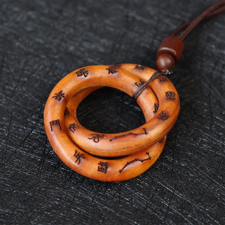 Buddha Stones Lightning Struck Jujube Wood Taoist Yin Yang Ring Qiankun Circle Leizu Taboo Luck Necklace Pendant