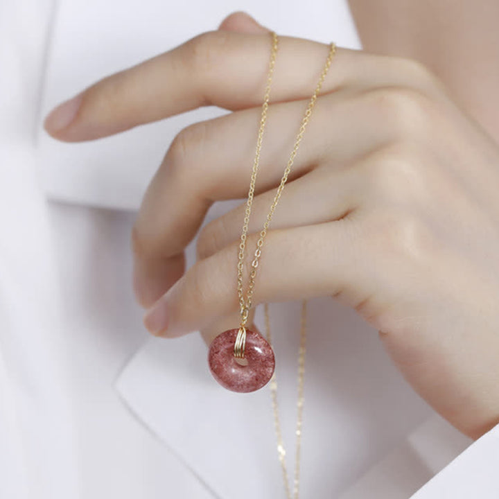 Buddha Stones 925 Sterling Silver Strawberry Quartz Healing Positive Necklace - image 6