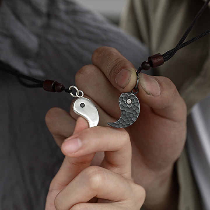Buddha Stones 990 Sterling Silver Yin Yang Balance Harmony Necklace Pendant - image 4