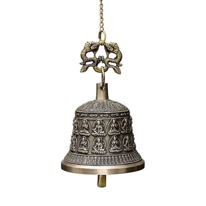 Tibetan Engraved Buddha Dragon Wind Chime Bell Copper Luck Wall Hanging Decoration - image 11