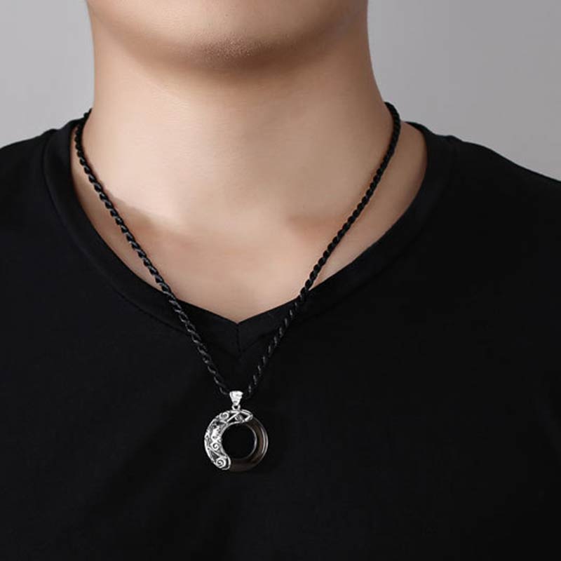 Buddha Stones 12 Constellations of the Zodiac Ice Obsidian Blessing Round Pendant Necklace