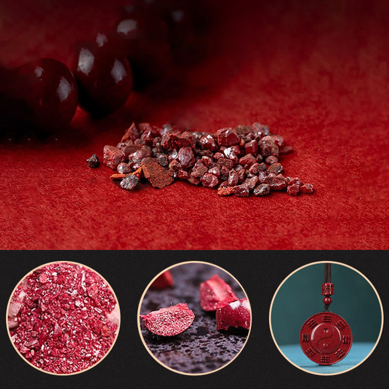 Buddha Stones Cinnabar Yin Yang Bagua Blessing Necklace Pendant - image 7