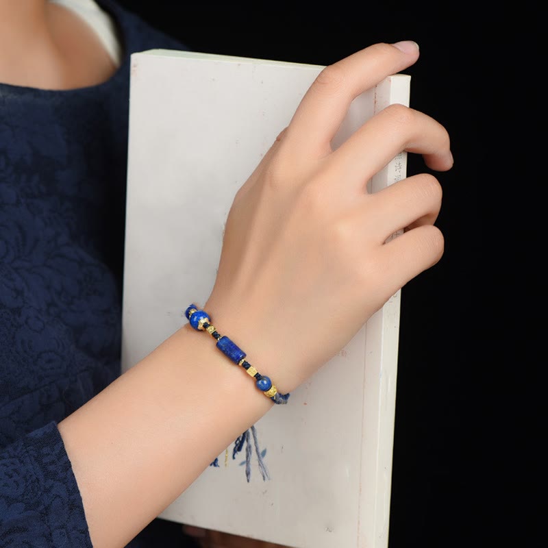 Buddha Stones Handmade Natural Lazurite Lapis Lazuli Bead Positive Rope Bracelet - image 8