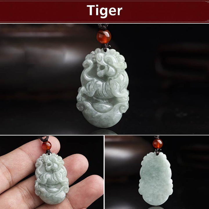 Buddha Stones Natural Jade 12 Chinese Zodiac Sucess Pendant Necklace - image 9