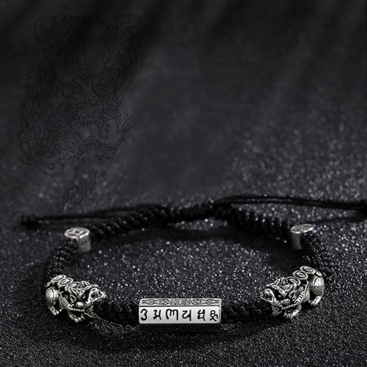 Buddha Stones Double PiXiu Feng Shui Copper Coin Om Mani Padme Hum String Bracelet - image 13