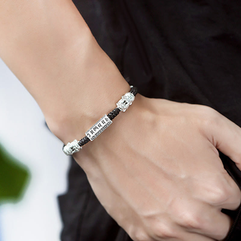 Buddha Stones Double PiXiu Feng Shui Copper Coin Om Mani Padme Hum String Bracelet - image 9