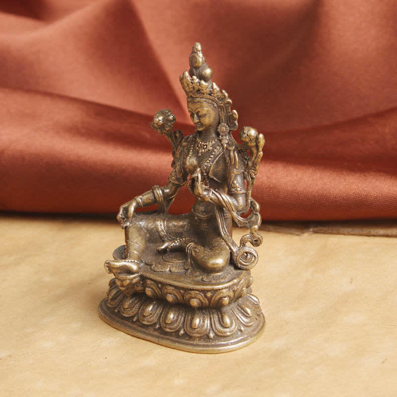 Bodhisattva Green Tara Calm Hope Copper Statue Decoration - image 4
