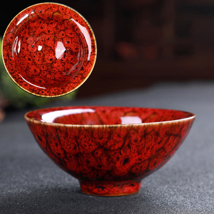 Buddha Stones Colorful Ceramic Teacup Home Office Tea Cups - OrangeRed - image 73