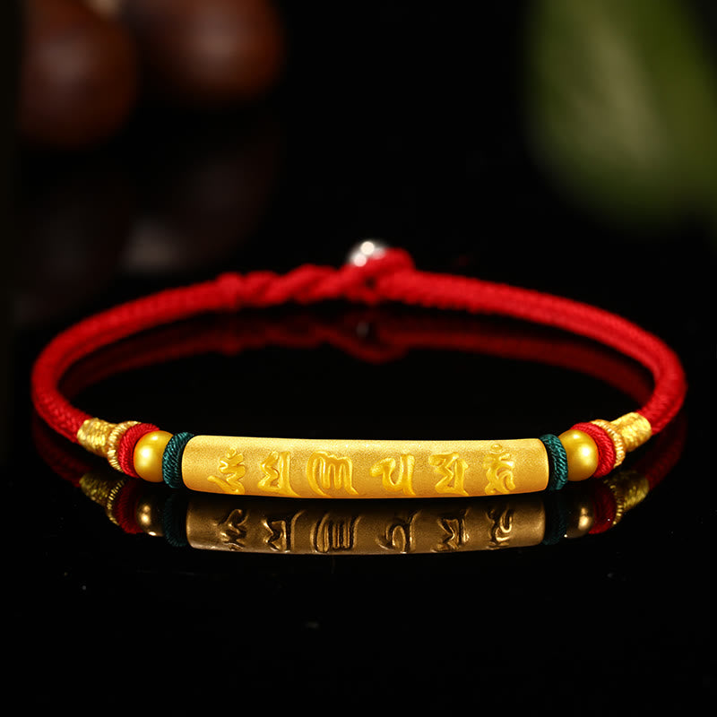 Buddha Stones Tibetan 999 Gold Om Mani Padme Hum Handcrafted Eight Thread Peace Knot Luck Braided Couple Bracelet