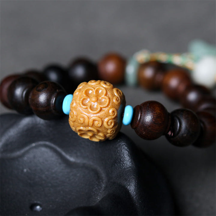 Buddha Stones Agarwood Lantern Beads Butterfly Lotus Charm Strength Bracelet