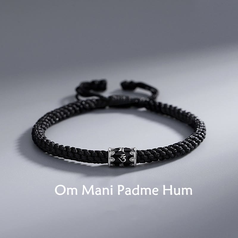 Buddha Stones 925 Sterling Silver Om Mani Padme Hum Peace Braided Bracelet - Om Mani Padme Hum(Love♥Focus) - image 0