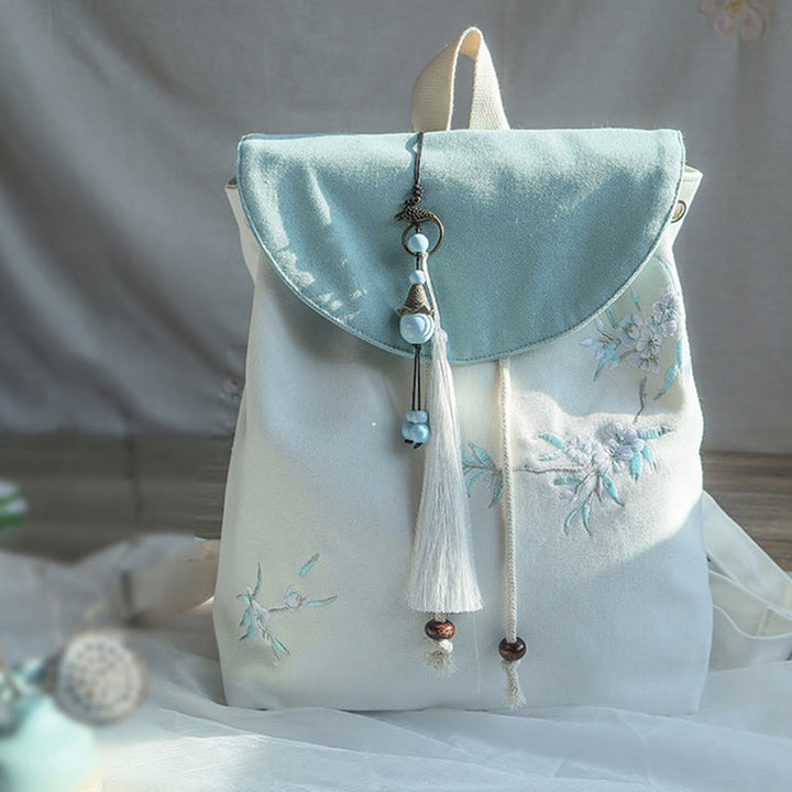 Buddha Stones Handmade Embroidered Large Capacity Canvas Backpack - image 37