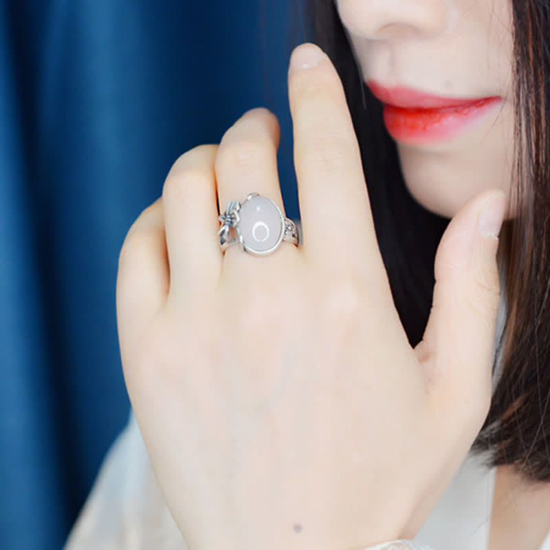 990 Sterling Silver Natural Chalcedony Plum Positive Harmony Ring - image 6