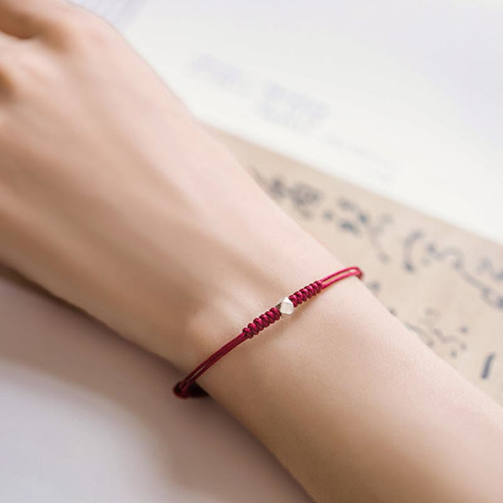 Buddha Stones 925 Sterling Silver Luck Bead Protection Red String Thin Cord Braided Bracelet - image 10