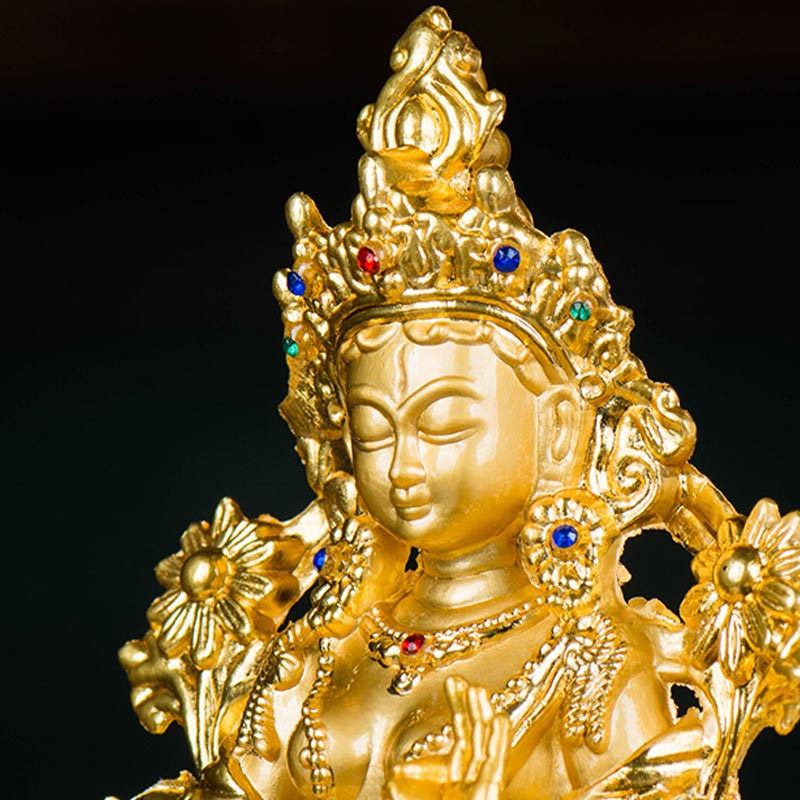 Bodhisattva White Tara Hope Protection Gold Plated Statue Decoration