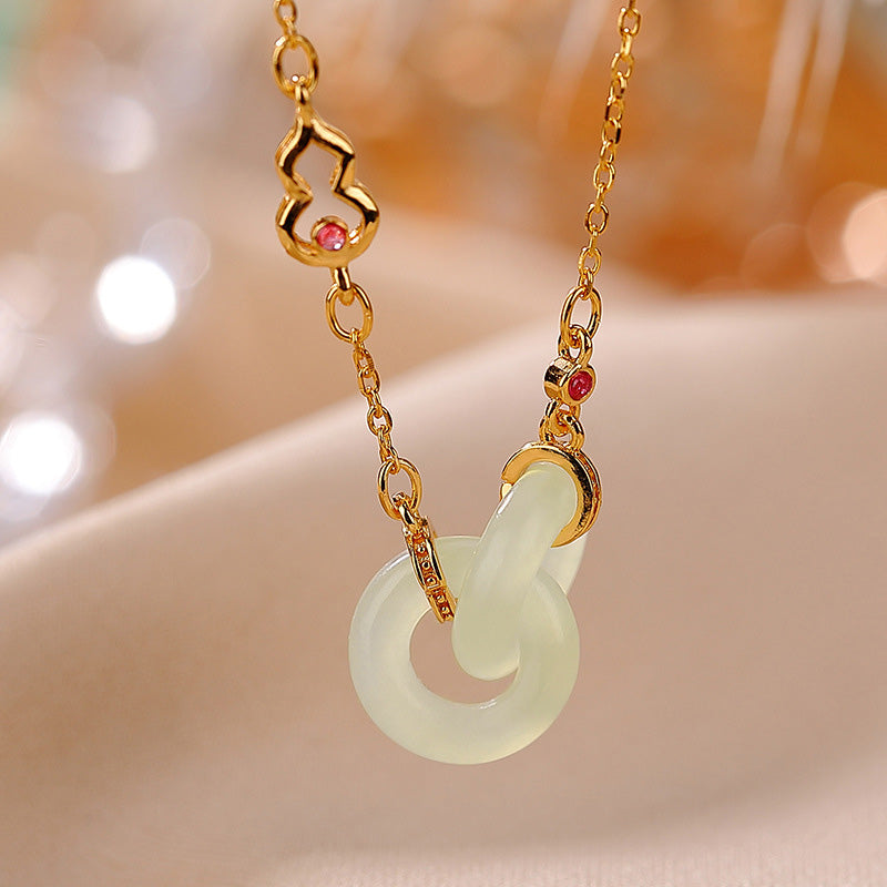 Buddha Stones 925 Sterling Silver Round Jade Luck Prosperity Necklace Chain Pendant - Jade - Gold - image 6