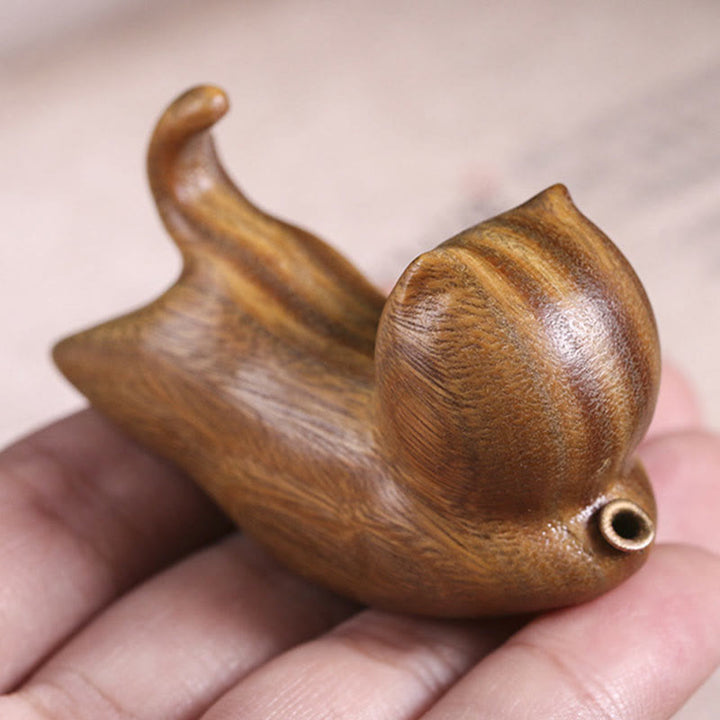 Buddha Stones Green Sandalwood Cute Cat Pattern Soothing Stick Incense Burner Decoration - image 7