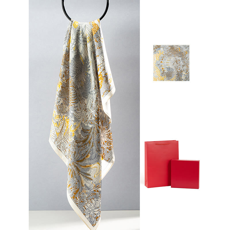 Buddha Stones Jungle Oil Painting Auspicious Clouds 100% Mulberry Silk Scarf Premium Grade 6A Double-sided Silk Neck Scarf - image 8