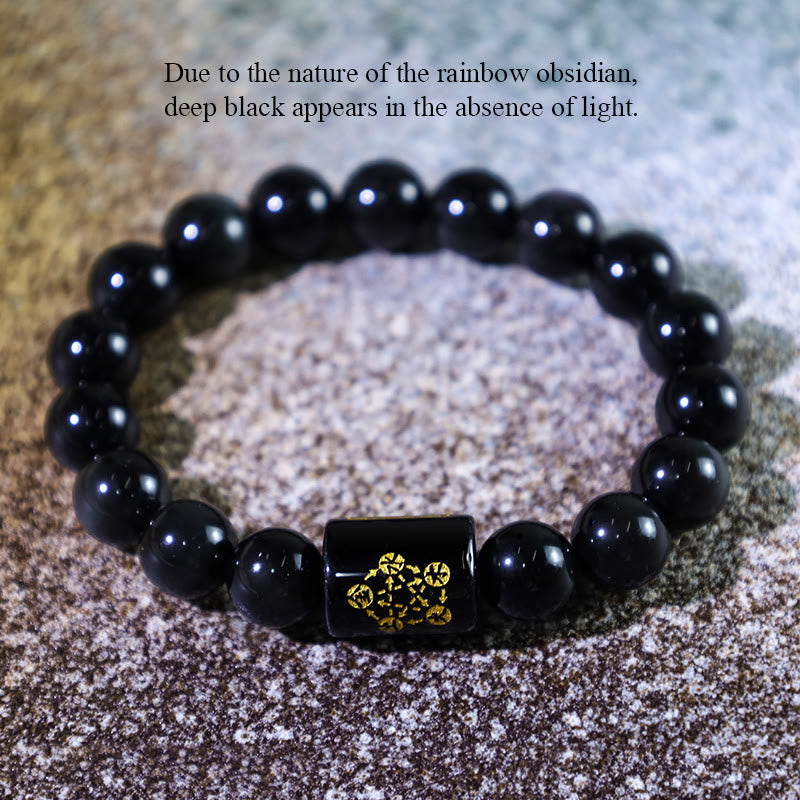 Buddha Stones "Sending Balance and Protection" Rainbow Obsidian Bracelet Includes Gift Message Card - image 13